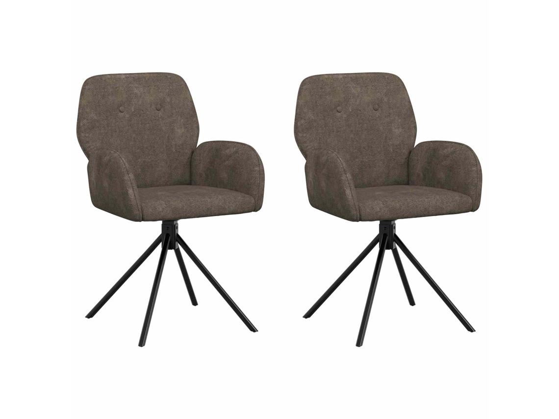 Conjunto 2 Cadeira De Jantar Vidaxl Cinzento Escuro Camurça Sintética (54 X 55 X 86 Cm)