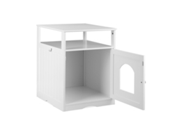 Relaxdays Armário Para Gatos, Entrada Grande, Com Prateleira, Costas Ventiladas, Hbt 64 X 48 X 53 Cm, Branco
