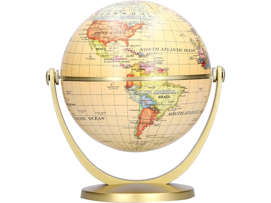 Mini Globo Terrestre Ferramenta Didática Em Inglês Cores Vibrantes Base Robusta E Resistente Ao