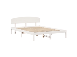Conjunto 1 Estrutura De Cama Moderna Vidaxl Branco Madeira De Pinho Maciça (140 X 200 Cm)