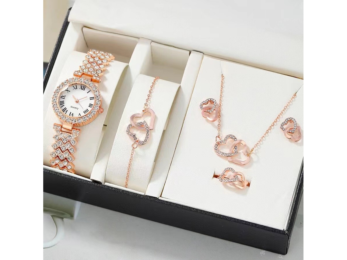 Conjunto de Presente Feminino com Relógio de Pulseira de Malha e Caixa Laranja SPQMENT