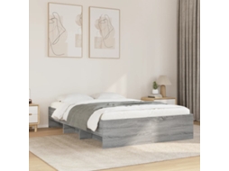 Estrutura De Cama 135x190 Cm Derivados De Madeira Cinza Sonoma