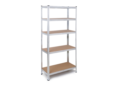 Prateleira Metálica Galvanizada 180x90x40 Cm Armazenamento 5 Mdf Prateleiras Ajustáveis The Homeweeks