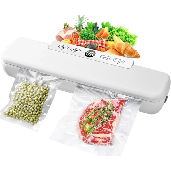 Seladora A Vácuo Para Alimentos, Ideal Para Cozimento Sous Vide, 4 Em 1, Opção Prática Para Conservar Alimentos Em Sacos A Vácuo - Branca