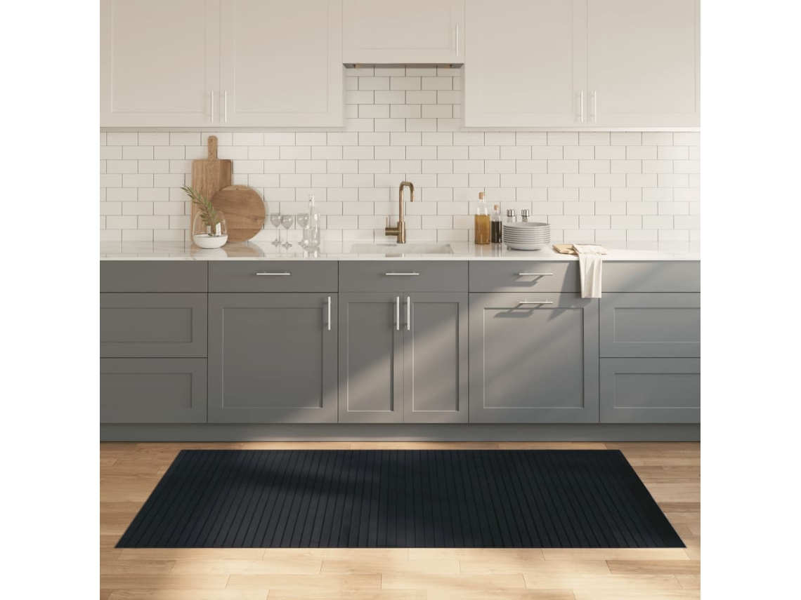 Vidaxl Tapete Retangular 100x200 Cm Bambu Cinzento