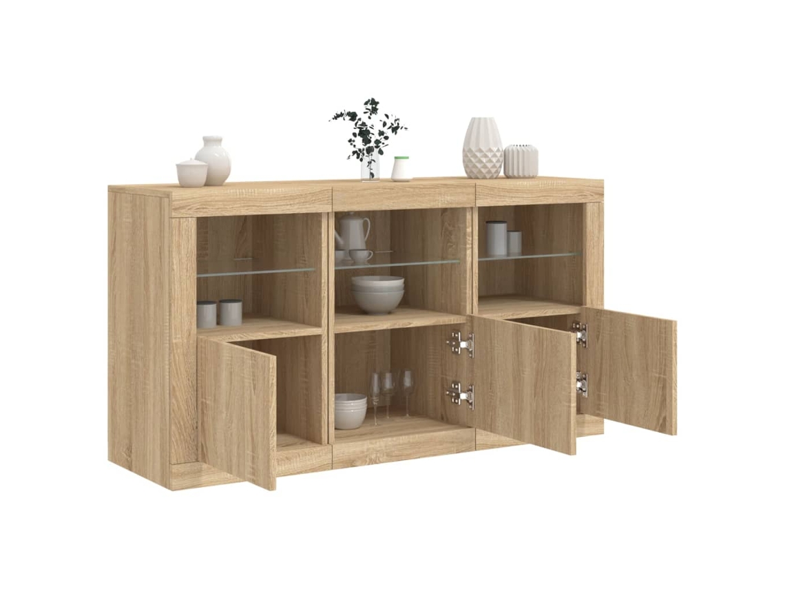 Vidaxl Aparador Com Luzes Led 123x37x67 Cm Carvalho Sonoma