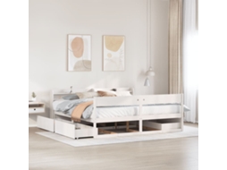 Cama Sem Colchão 180x200 Cm Madeira De Pinho Maciça Branco