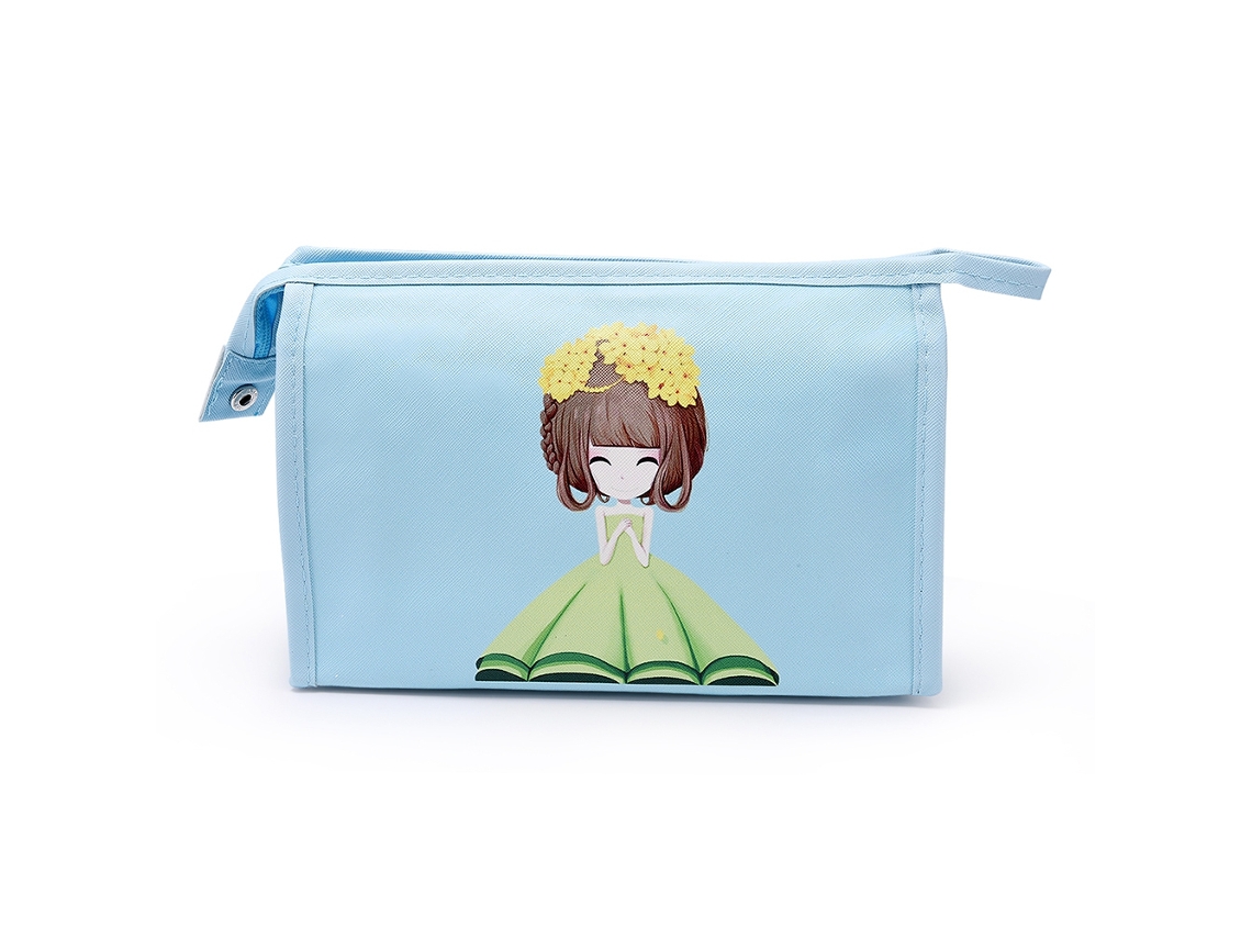Bolsa de Maquiagem Portátil À Prova D'água para Viagem com Estampa de Desenho Animado Pu Azul | S/MARCA