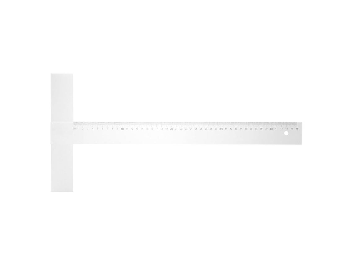 Esquadro T De Acrílico Branco 45cm, Destacável, Para Trabalhos Em Madeira
