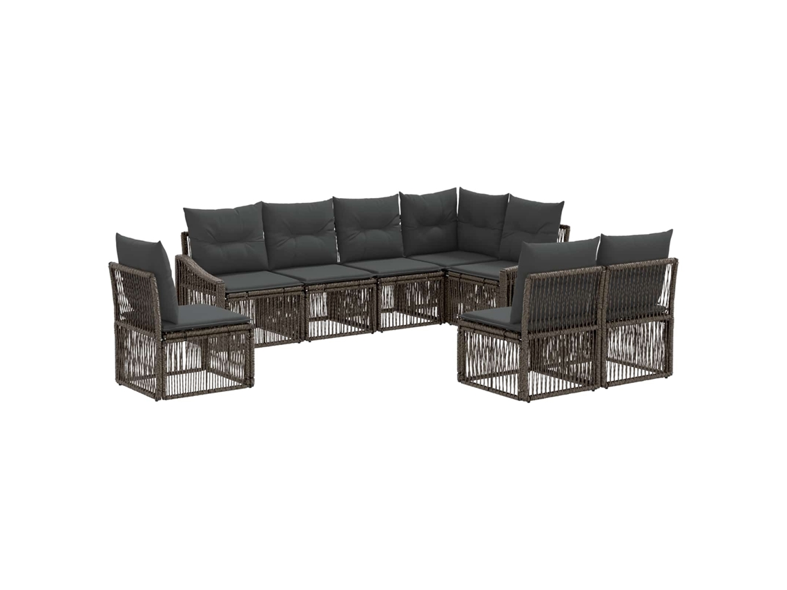 Vidaxl Conjunto De Sofá De Jardim 8 Pcs Cinzento Vime Pe