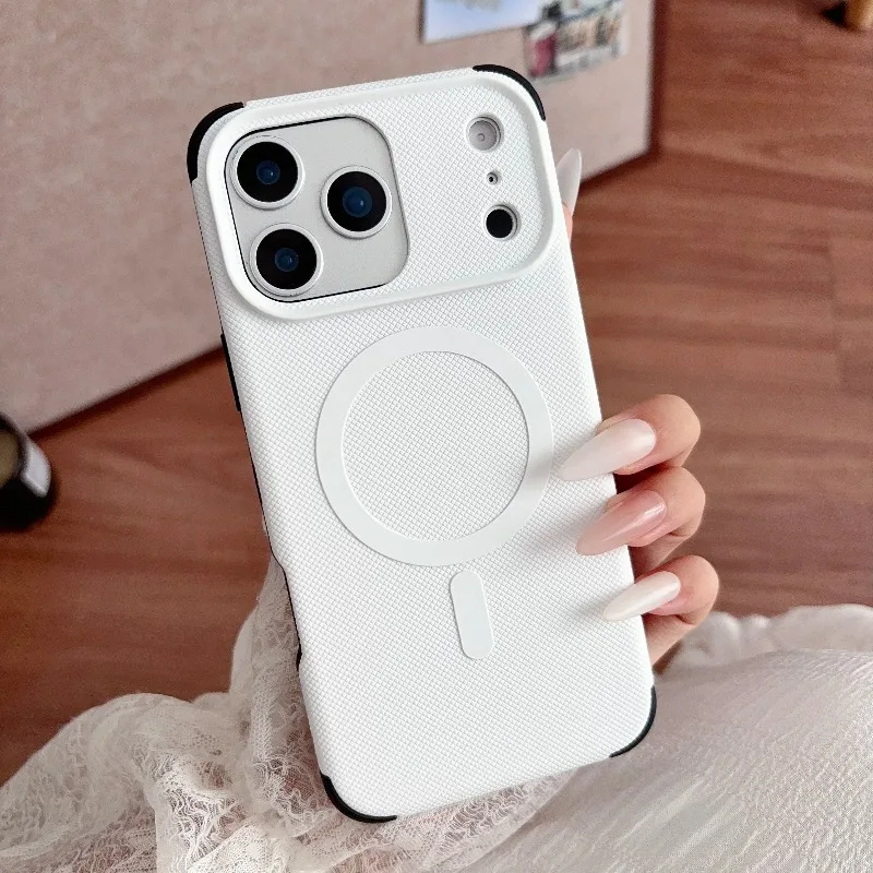 Capa Antiderrapante E Resistente A Impactos Para Iphone 17 Pro Max Branco, Com Carregamento Sem Fio.