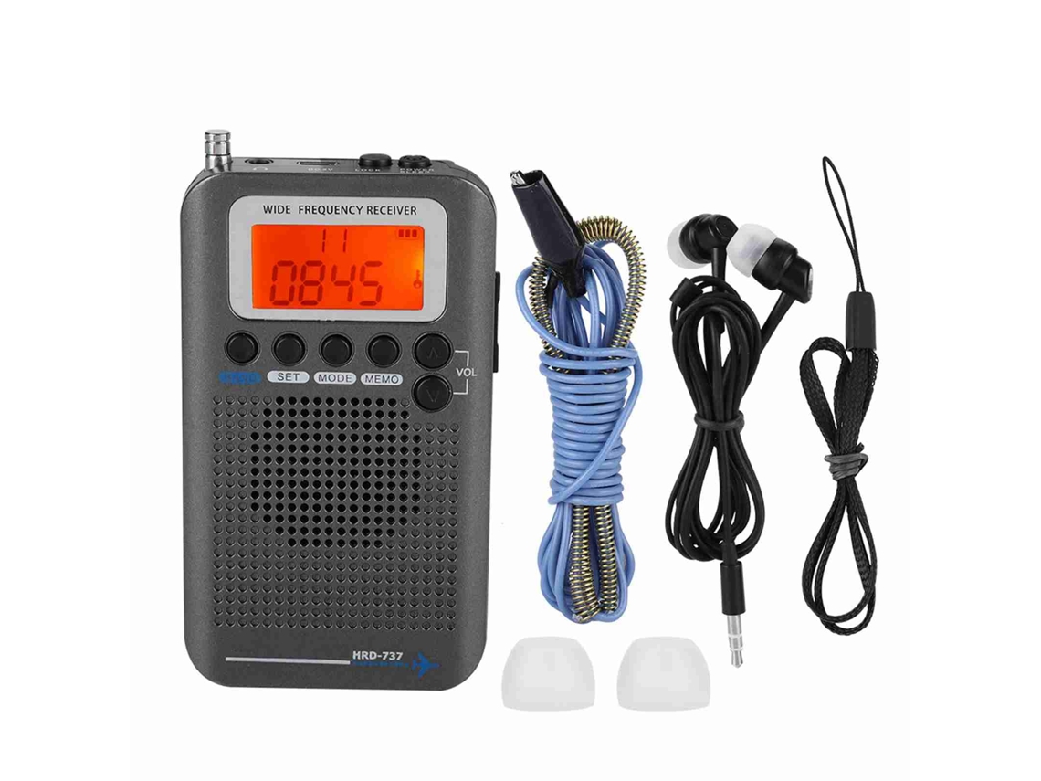 Rádio Receptor De Banda Aérea Vhf Portátil Gravador De Rádio De Banda Completa Cinza