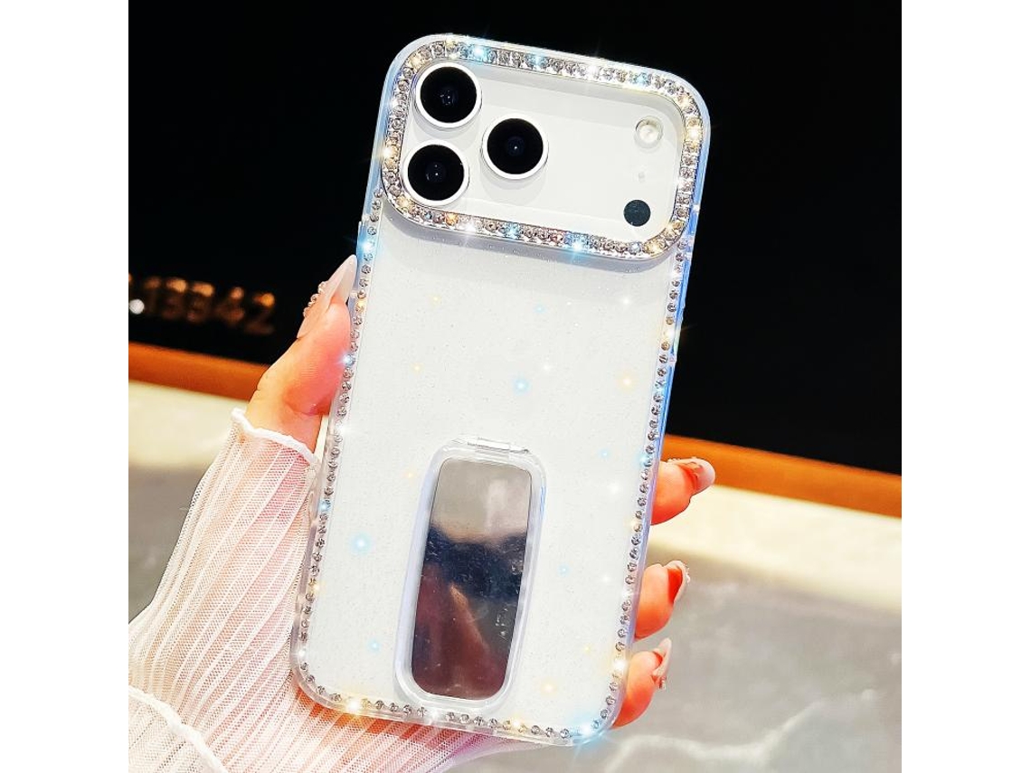 Capa Para Iphone 17 Pro Com Glitter De Strass, Proteção Anti-queda Nos 4 Cantos E Suporte.