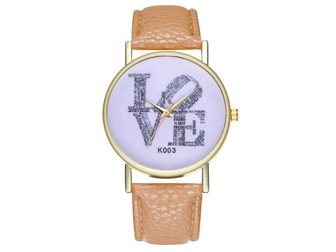 Relógio de Casal Love Moda Nova Pulseira de Couro Quartzo Analógico (bege)