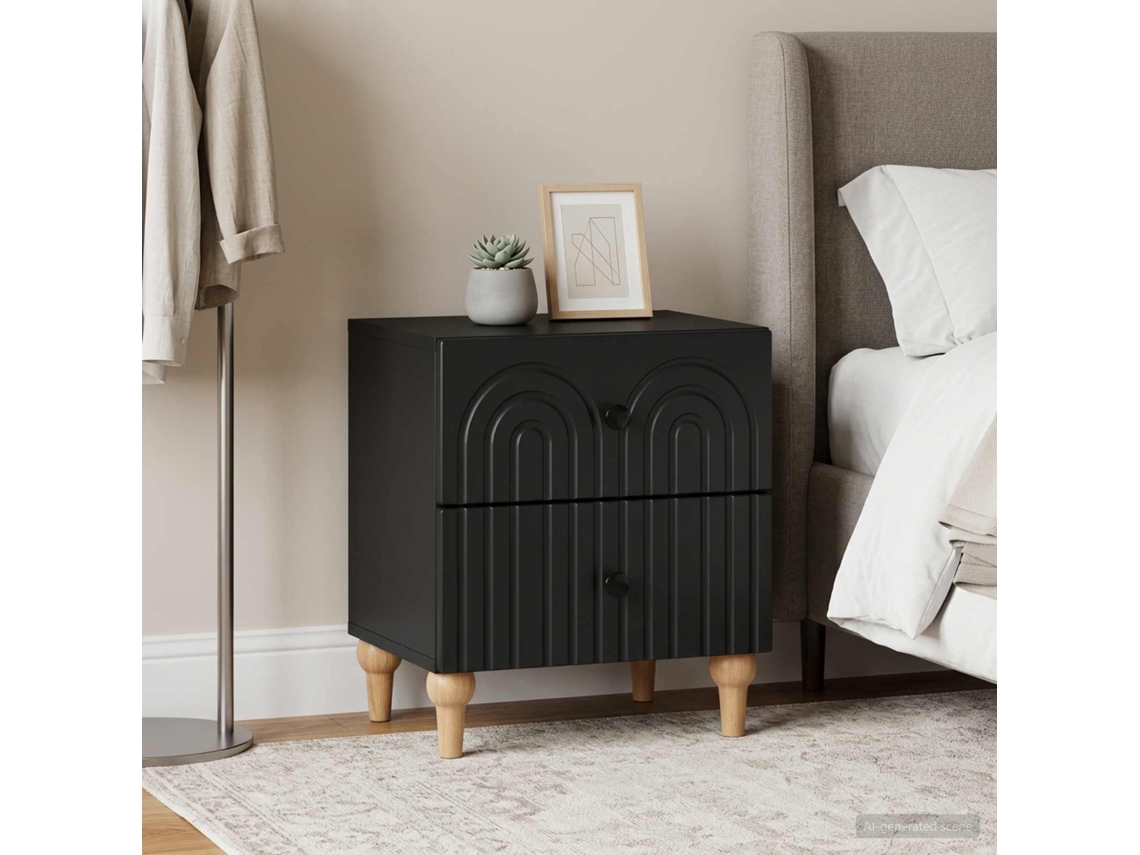 Vidaxl Armário De Cabeceira Com Gaveta 2 Pcs Preto 43 X 34,5 X 48 Cm