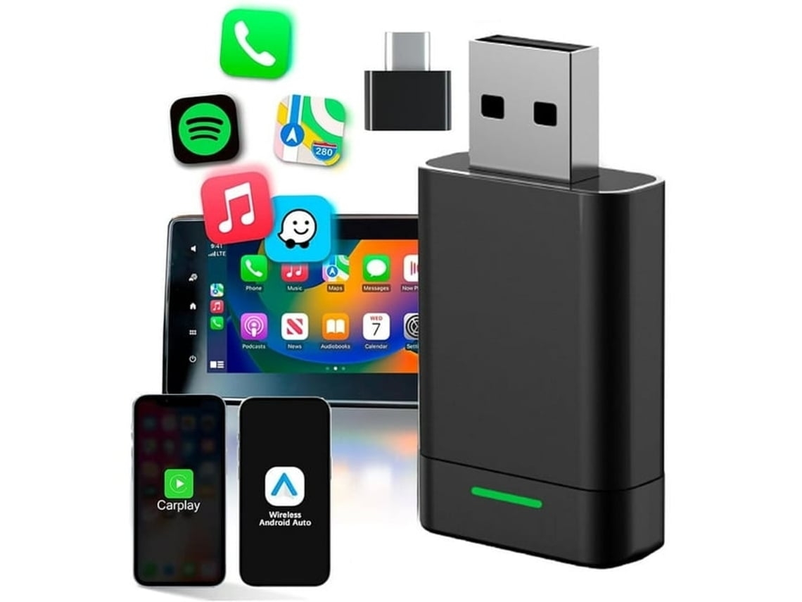 Adaptador Carplay Sem Fio para Iphone Android, Plug And Play Compatível com Ios10 e Carros 2016 HALINUIA