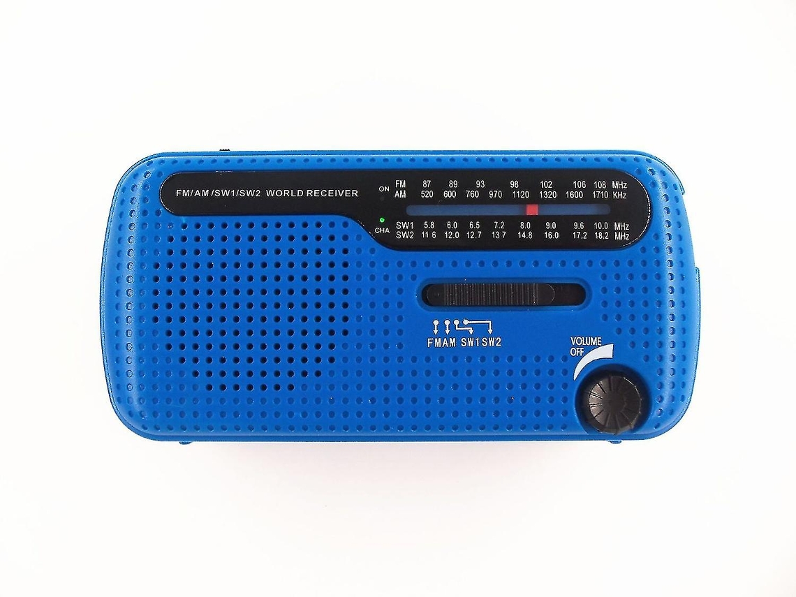 Rádio Am/fm Com Manivela Solar, Lanterna Led, Carregador De Emergência Para Celular, Azul Olysi Shop