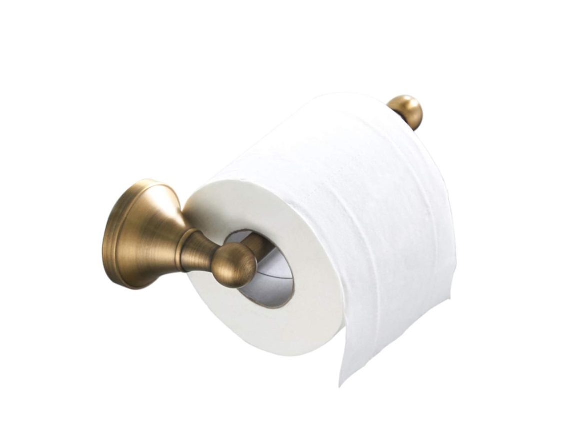 Suporte de Papel Higiénico Antiquado em Latão Montagem na Parede Acabamento em Bronze Escovado RNEMITERY