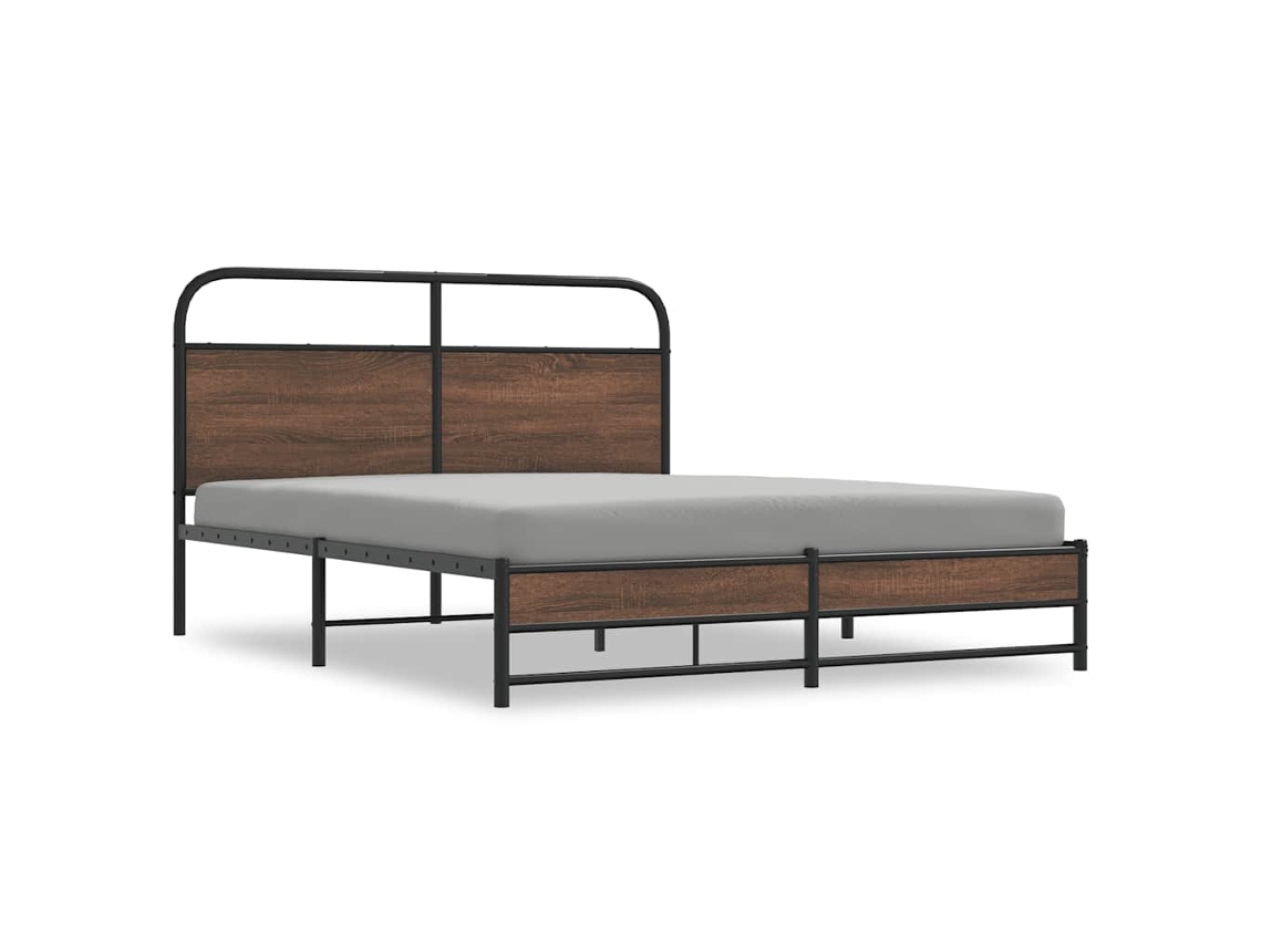 Bed Frame, Bed Frames Vidaxl Marrom Aço (160 X 200 Cm)