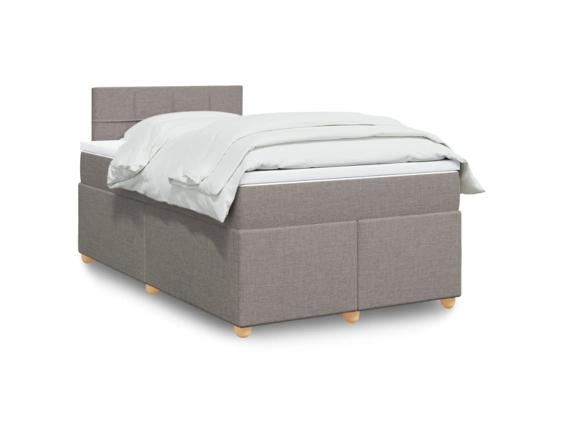 Cama Boxspring C/ Colchão 120x190cm Tecido Castanho-acinzentado