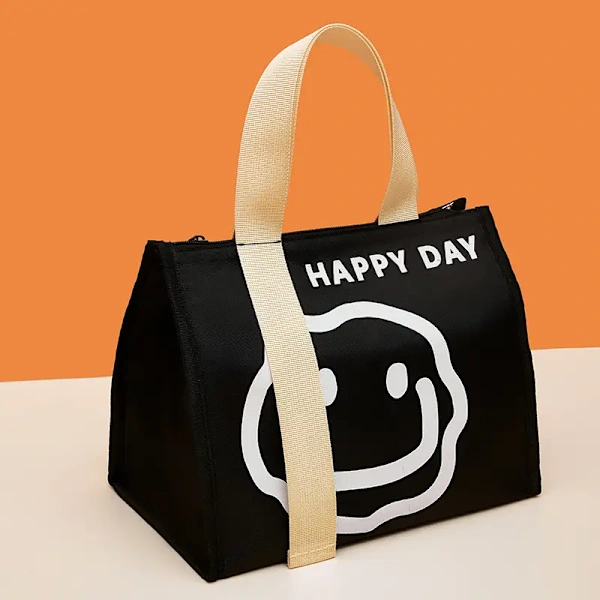 1 Bolsa Térmica Portátil de Grande Capacidade, Simples e Resistente À Água, para Almoço, Preta BRILVIBERA
