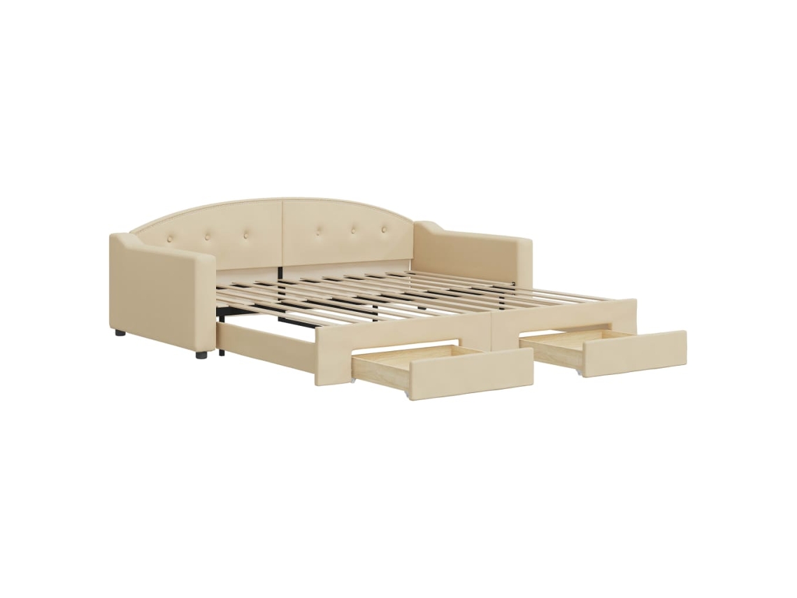 Sofá-cama Com Gavetão Vidaxl Creme Tecido