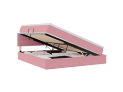 Cama com Armazenamento e Colchão Rosa em Veludo MAISON EXCLUSIVE (180x200 cm)