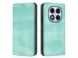 Capa Tipo Carteira Para Xiaomi Redmi Note 14 Pro 5g, Textura Retrô, Com Bloqueio Rfid, Em Couro, Verde Menta