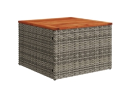 Mesa de Jardim 55x55x37 cm Vime Pe e Madeira by Acácia Cinzento MAISON EXCLUSIVE