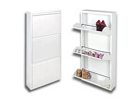 Sapateira Slim com 3 Portas Que Economiza Espaço Branco 6/9 Pares de Sapatos Nada para Montar Sapateiras de Metal STARMART ITALY