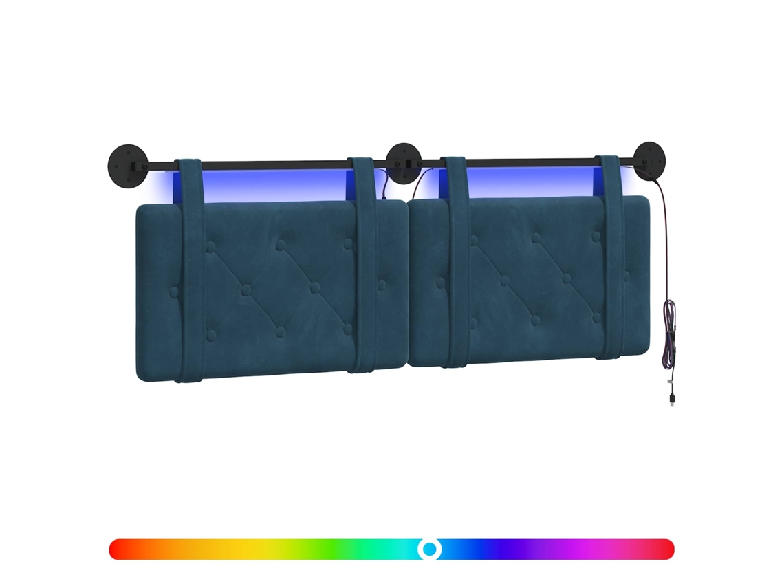 Cabeceira Suspensa com Luz Led Azul Veludo MAISON EXCLUSIVE