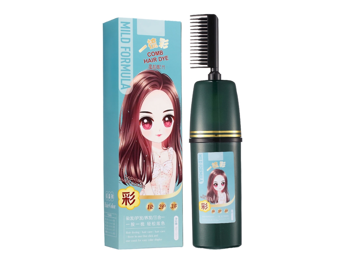Tinta De Cabelo Shampoo De Planta Suave Com Pente Aplicador Para Homens E Mulheres Café (cobre Pouco Cabelo Cinza)