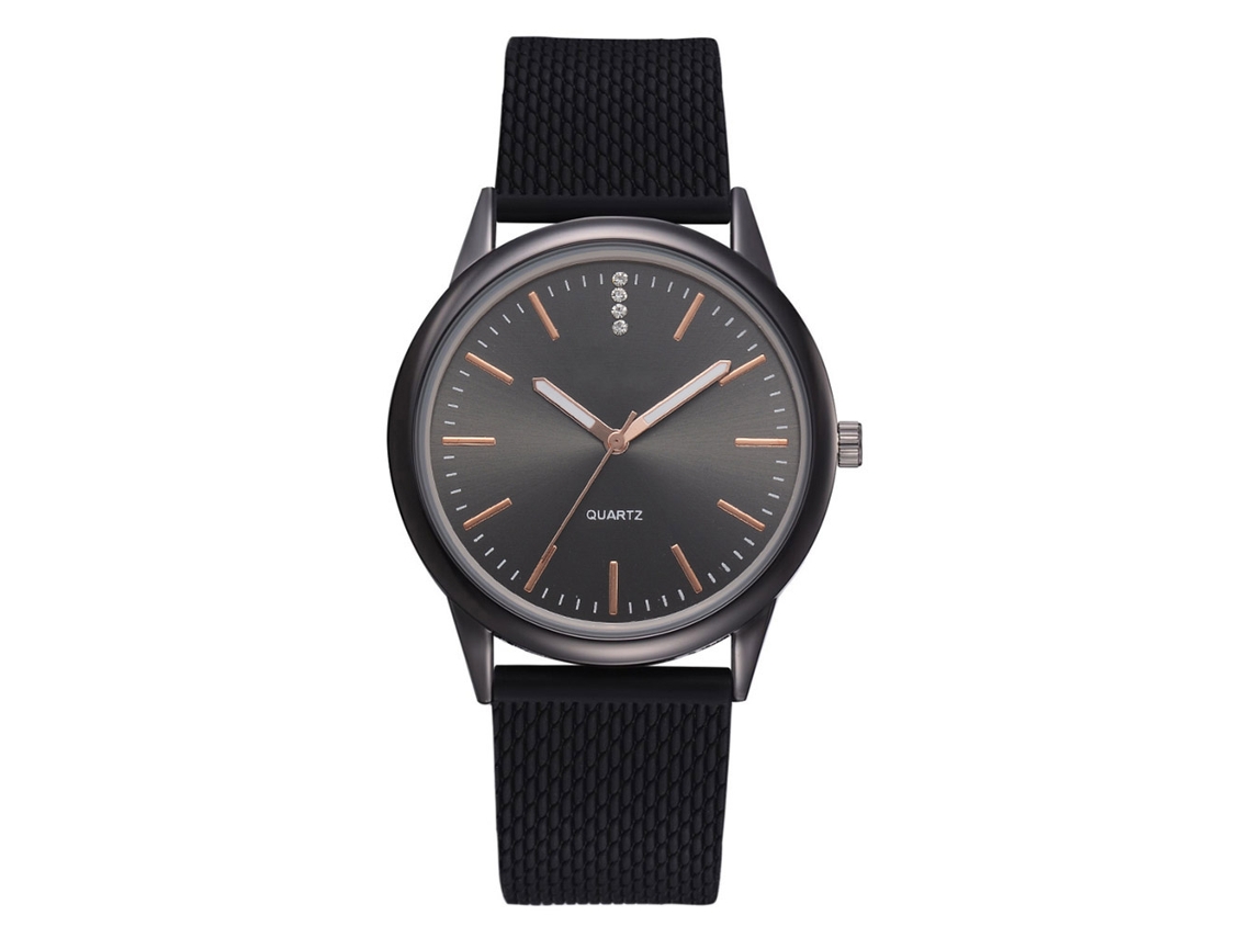 Lvpai Relógio de Pulso Feminino Quartzo com Pulseira de Gel de Sílica e Strass Preto