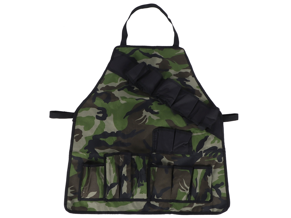 Avental Com Vários Bolsos 600d Oxford Tecido Camuflagem Piquenique Churrasco Avental À Prova Dágua (verde Militar)