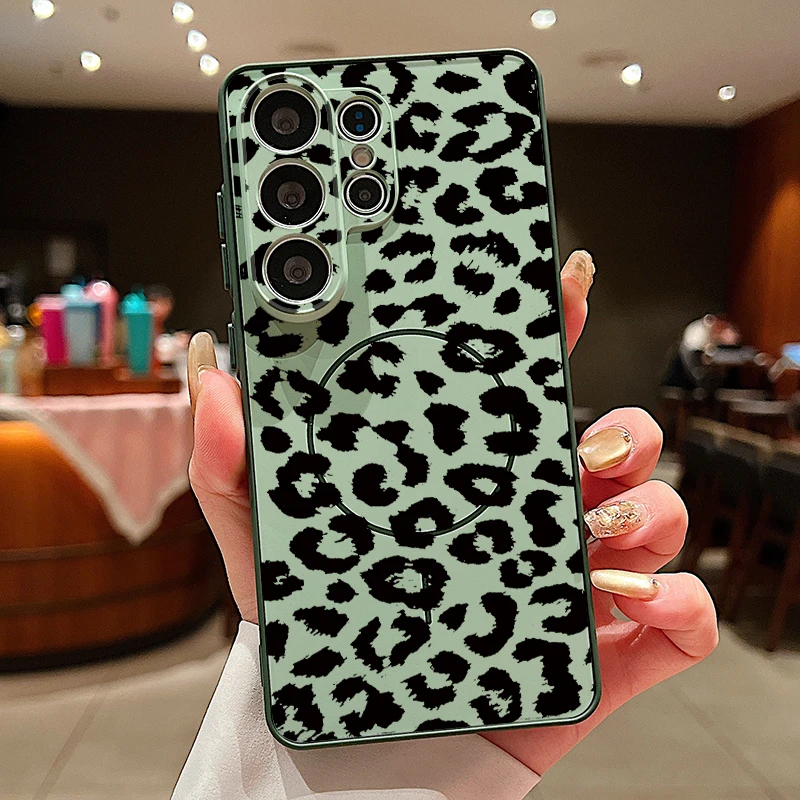 Capa Magnética Para Celular Galaxy A35 Com Estampa Listrada (verde)