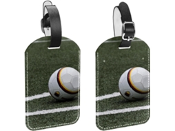 Conjunto De 2 Etiquetas Bagagem Em Couro Sintético Campo Futebol