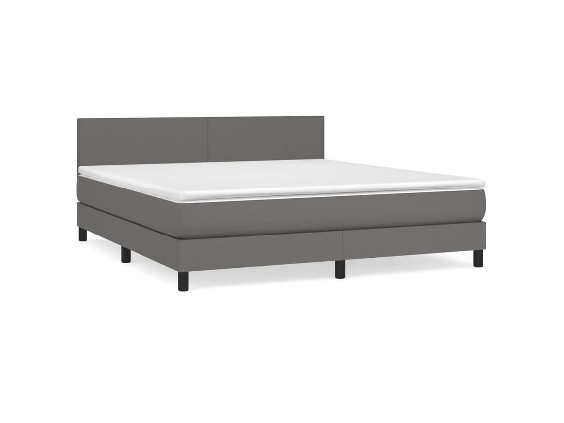 Cama com Molas Couro Artificial Cinza MAISON EXCLUSIVE 180x200 cm