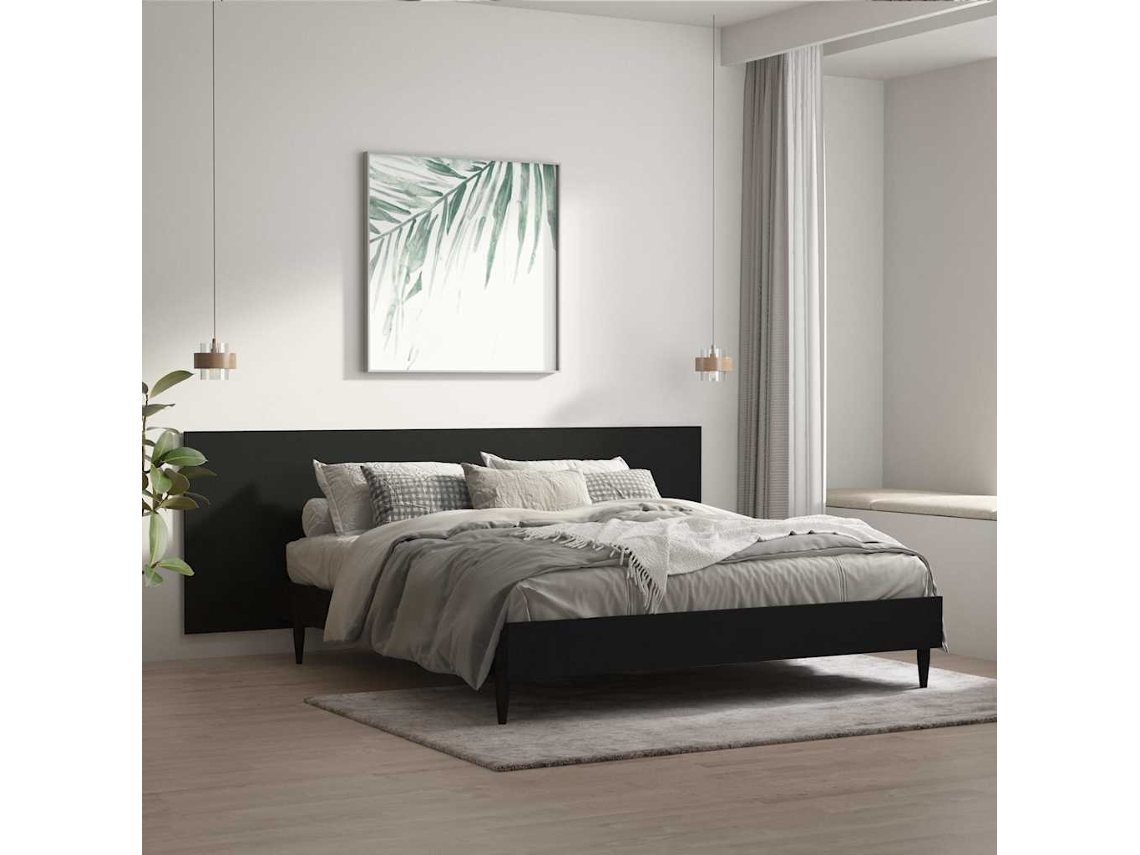Vidaxl Cabeceira De Parede 240x1,5x80 Cm Derivados De Madeira Preto
