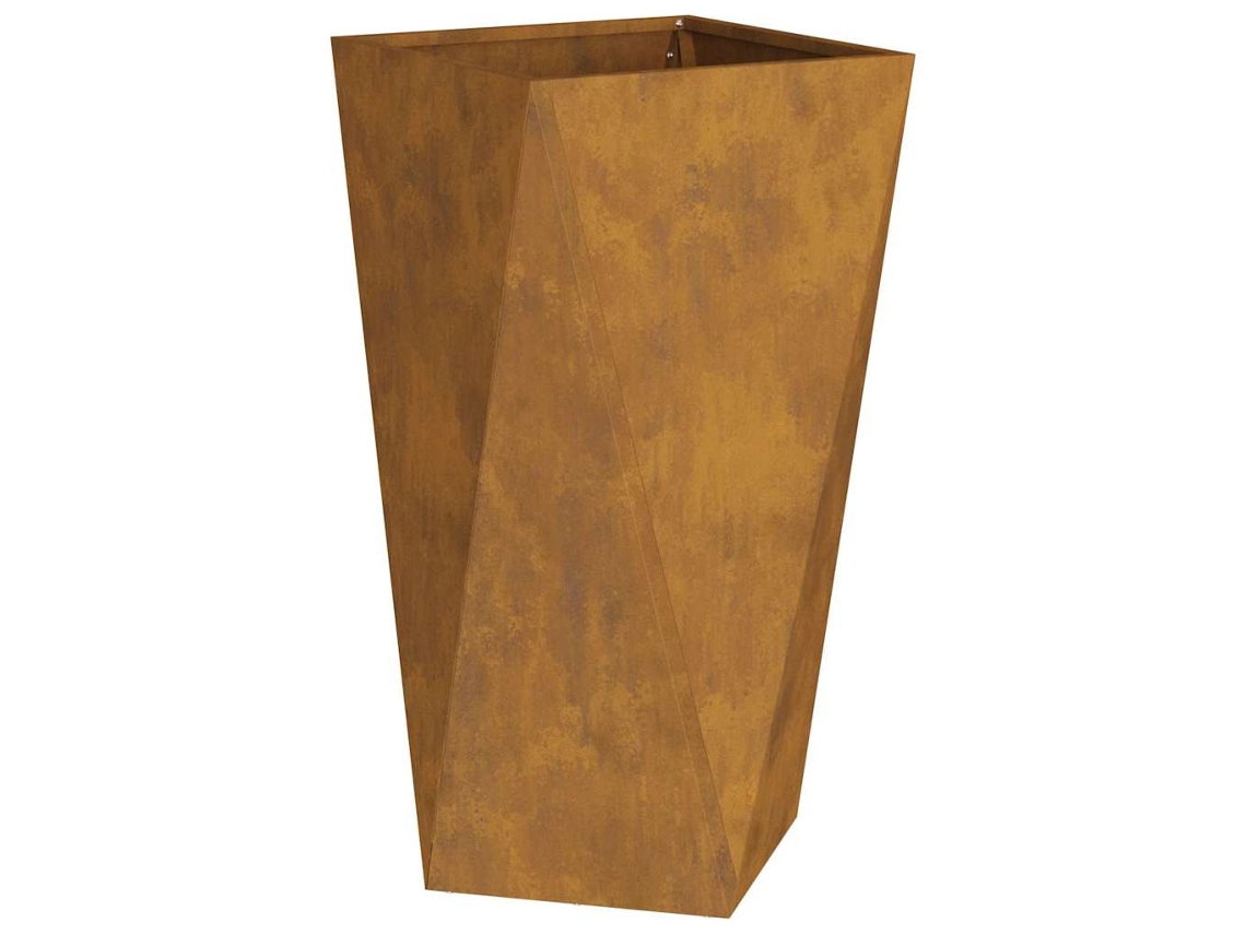 Conjunto 2 Caixa De Vaso Vidaxl Castanho Aço (40 X 40 X 75 Cm)