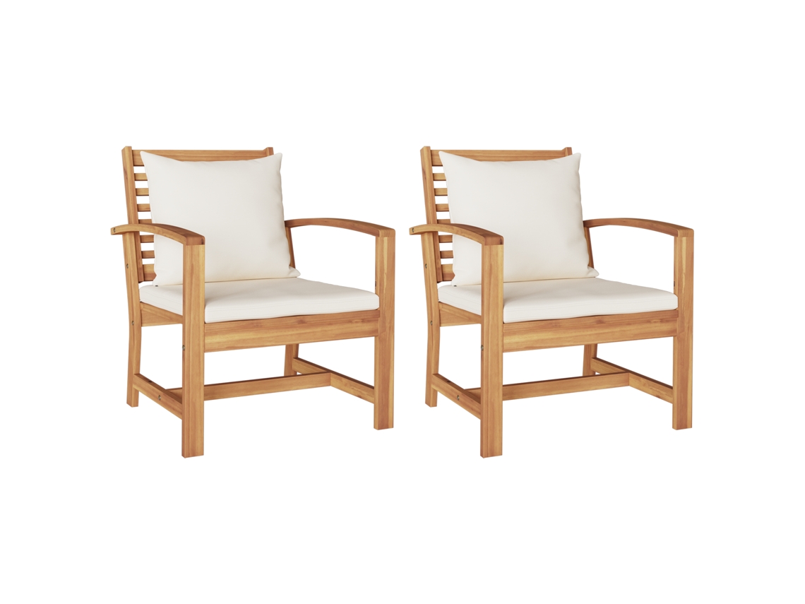 Conjunto 2 Conjunto De Móveis Para Exterior Vidaxl Castanho Madeira De Teca Maciça (65 X 60 X 76,5 Cm)