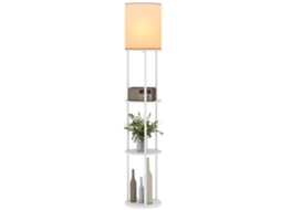 Candeeiro De Pé Com Prateleiras 3 Temperaturas De Cor Controlo Remoto E Casquilho E27 Ø29x158 Cm Branco