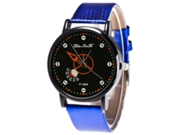Relógio de Pulso Analógico de Quartzo com Pulseira Pu para Mulher Presente Clássico (azul)