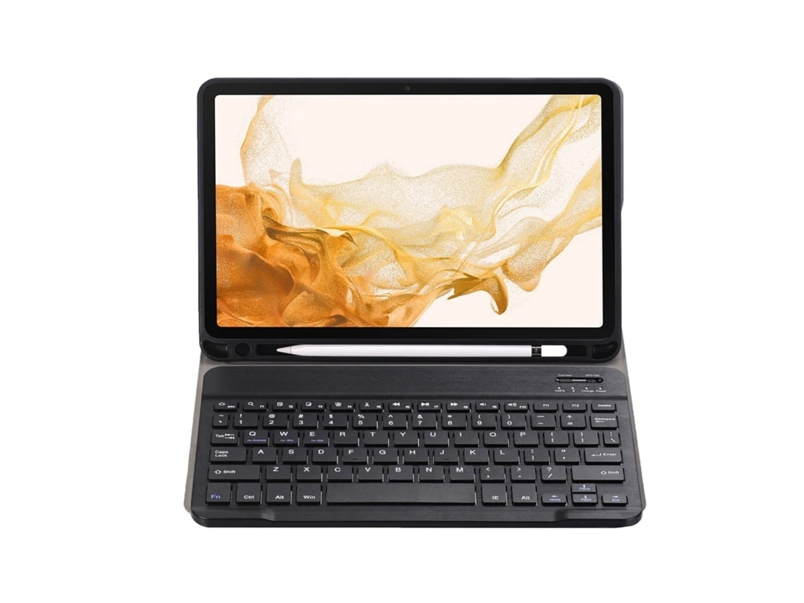 Capa Com Teclado Para Tablet Lurelia, Compatível Com Samsung Galaxy Tab S7/s8/s7 Fe/t970/t975 Preta, Tpu, Teclado Bluetooth, Fixação Magnética