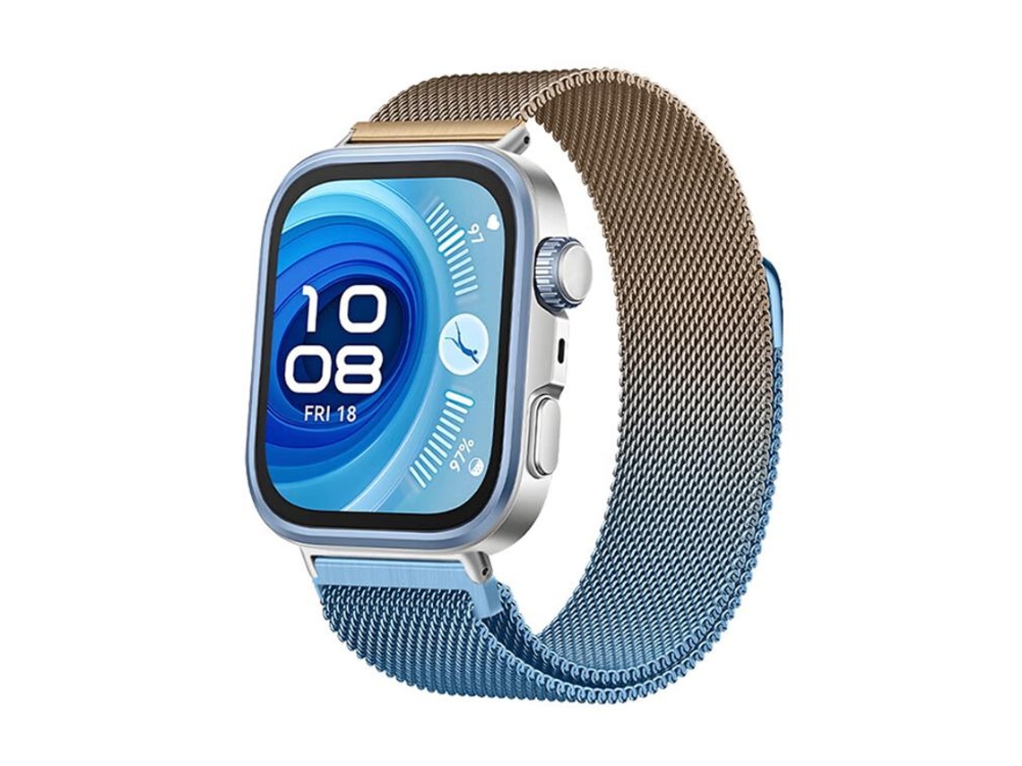 Bracelete para Huawei Watch Fit 4 Pro / Fit 4 / Fit 3 XIAOMOYU em metal Milanês magnético dourado com gradiente azul