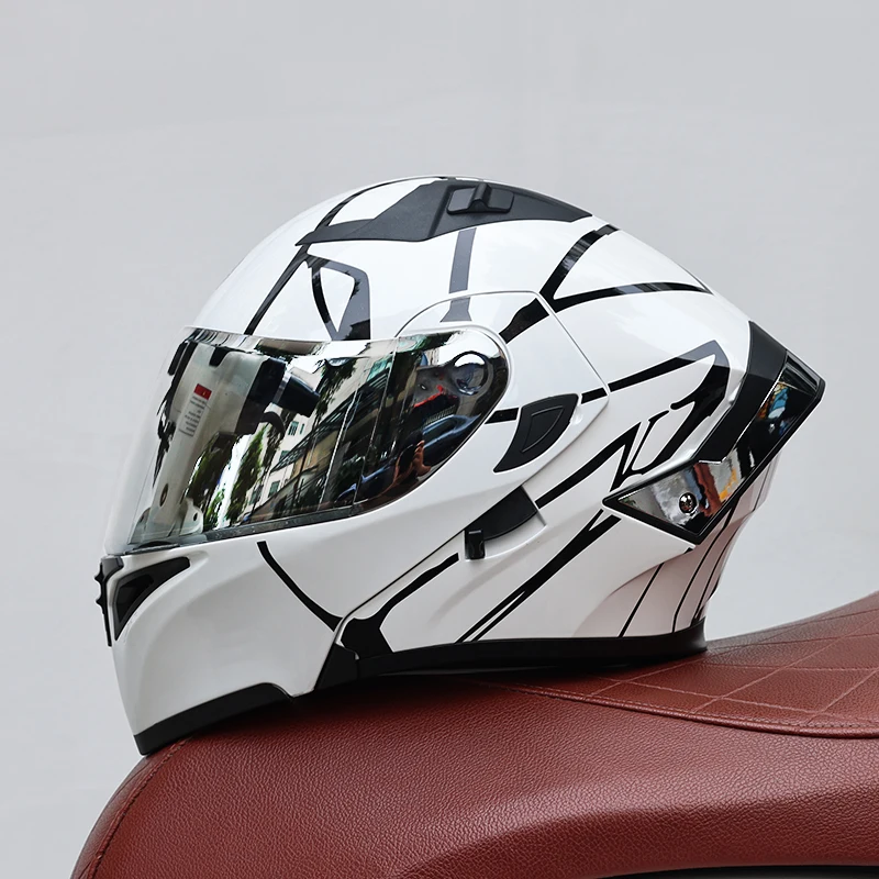 (g) Capacete Modular Unissex Com Lente Dupla, Certificado Dot, Material Abs