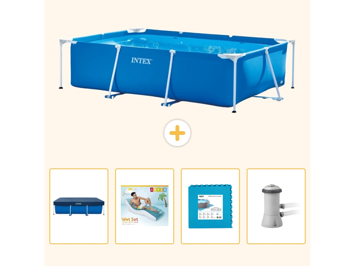 Intex Piscina Com Estrutura Retangular - 300x200x75 Cm - 5-peças S129