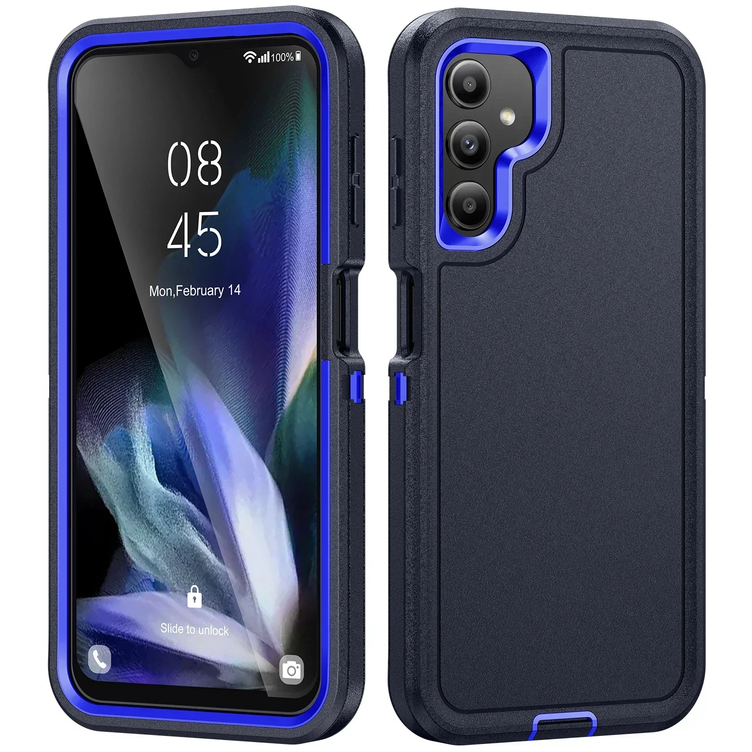 (azul, Galaxy A15) Capa Protetora Reforçada 3 Em 1, Estrutura À Prova De Choque Em Ptu, Proteção Contra Quedas De Nível Militar.