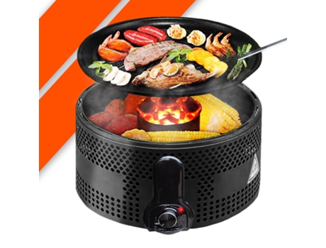 Bonplus Bp | Churrasqueira Portátil | Churrasco Sem Fumaça | Grelhador De Mesa | Ventilador Da Bateria | Fácil De Limpar | Cozimento Uniforme