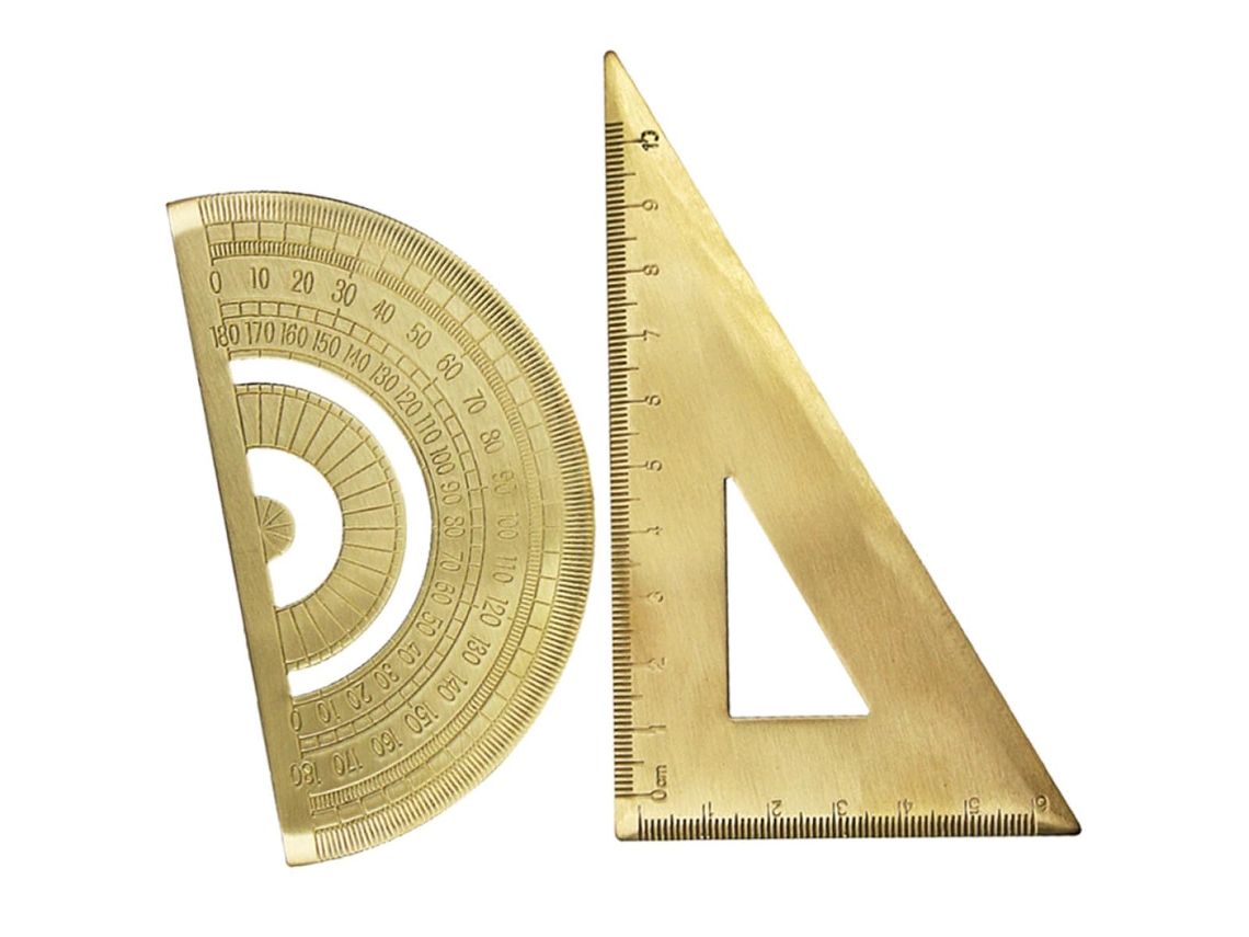 Conjunto de réguas triangulares Popetpop em dourado, com escala clara e design portátil, ideias para design e