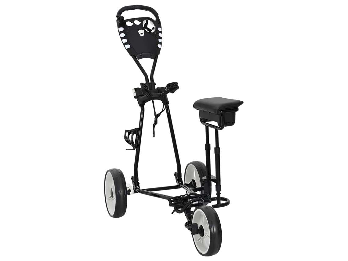 Vidaxl Carrinho De Golfe Com Assento Preto E Branco Ferro Dobrável